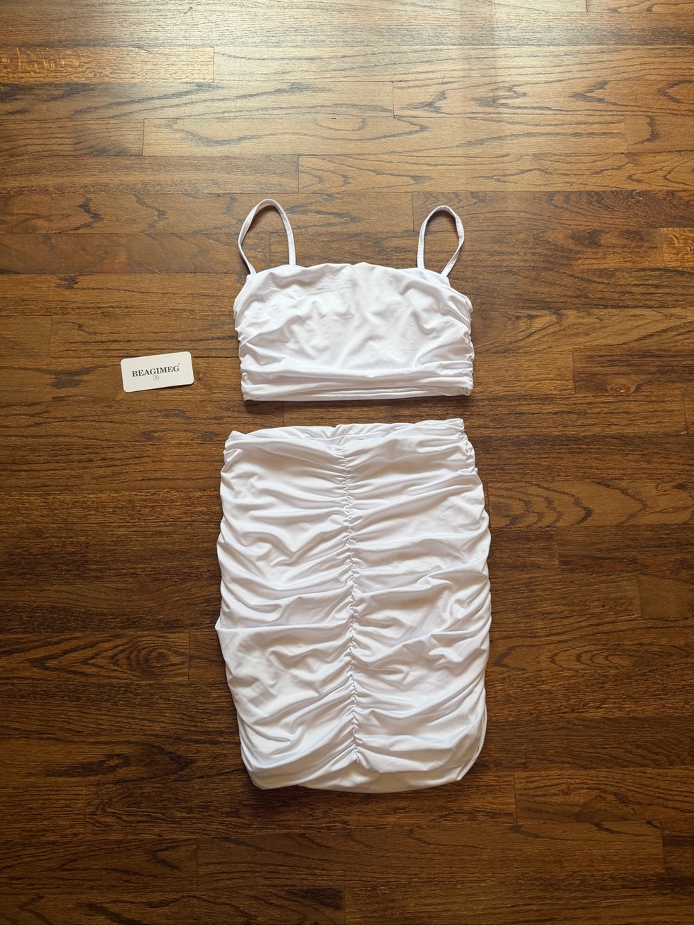 White 2 Piece Skirt & Cropped Tank, NWOT, Size Small